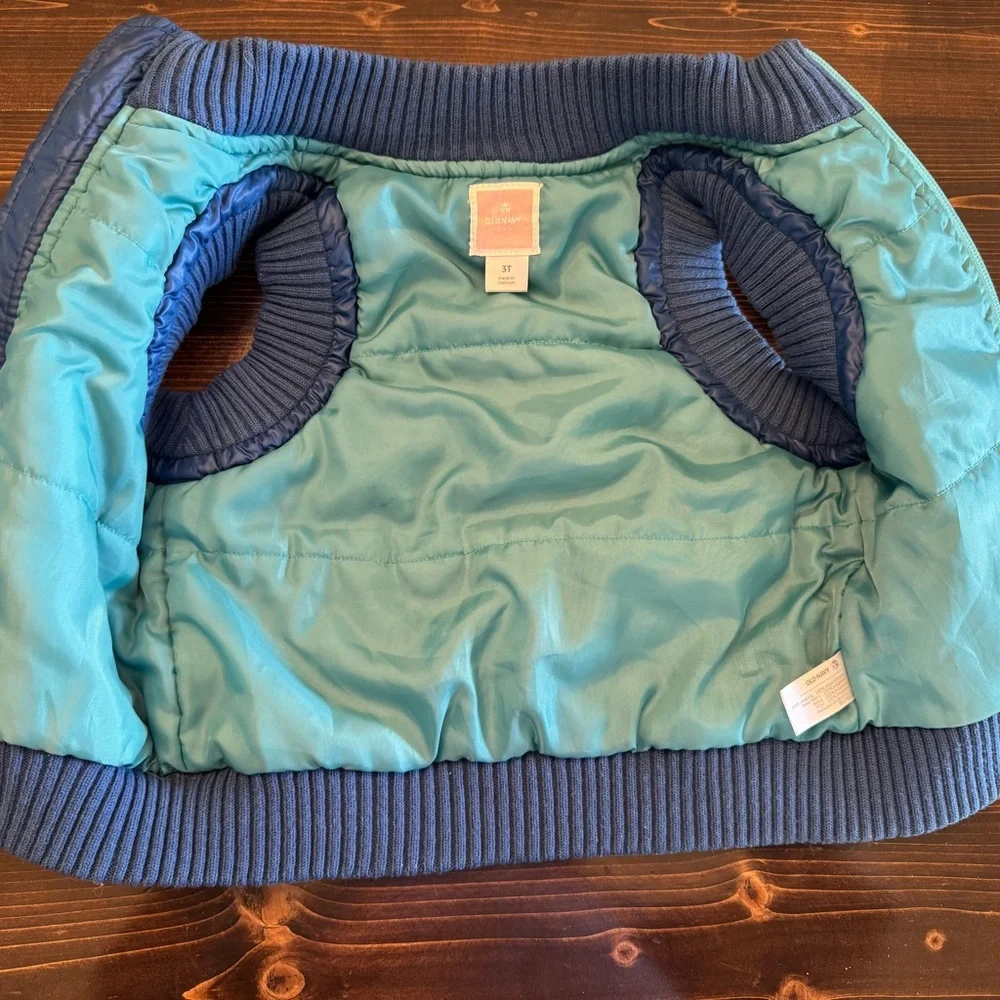 Vintage‎ Old Navy Toddler Girls Navy Vest with Teal Trim Size 3T